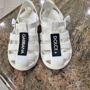 Dolce & Gabbana White Logo Sandals